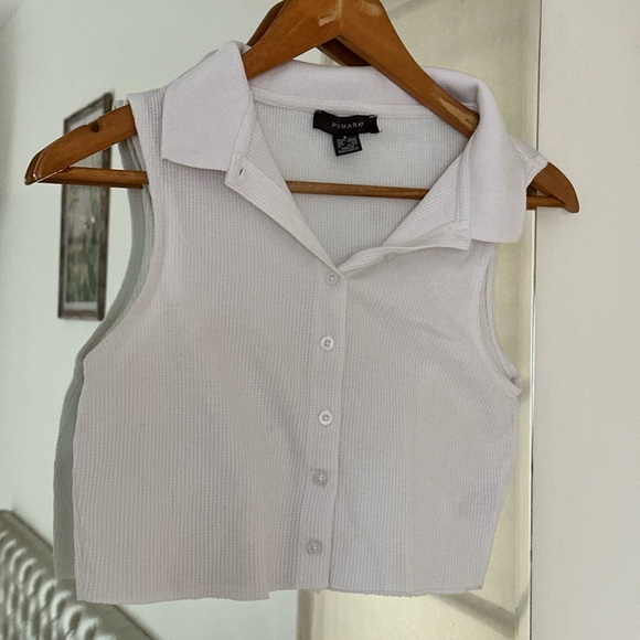 White & green striped bohemian Size S ZARA pants with FREE white primark top. - Picture 4 of 6